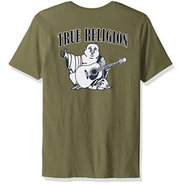 True Religion Men's Buddha Logo Crew Neck Tee, Militant Green, Medium