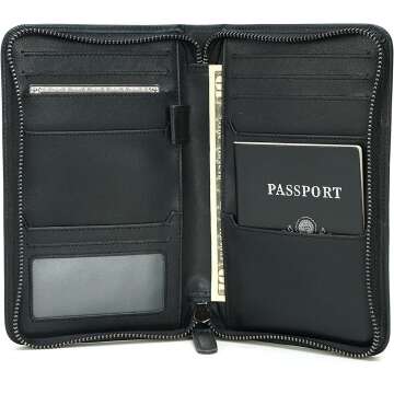 Polare Napa Leather Passport Holder Cover Case for Men RFID Blocking Travel Wallet Holds 4 Passports
