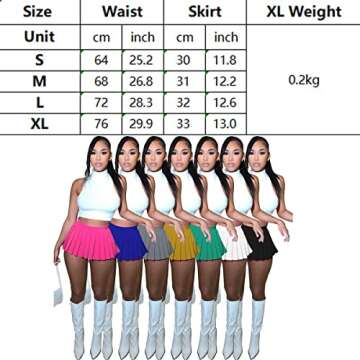 Women's Mini Pleated Skirts Sexy Club Y2k High Wiast Stretchy Tennis Skater A-line Skirt(Black S)