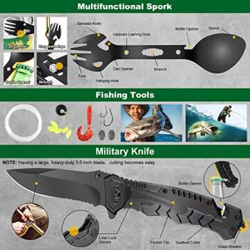 Gifts for Men Dad Fathers Day, 34 in 1 Survival Gear and Equipment, Emergency Survival Kit Camping Accessories, Christmas Birthday Gifts Ideas for Camping Fishing Hunting Hiking (Black)