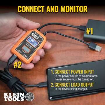 Klein Tools ET920 USB Power Meter, USB-A and USB-C Digital Meter for Voltage, Current, Capacity, Energy and Resistance