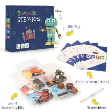 STEM Kits for Kids Crafts 6-8 8-12, Boys Gifts Toys for 6 7 Year Old Boy Birthday Gift Ideas, STEM Toys Craft Kits 6+ 7+ yr, Robotics Science Activities Robot Building Age 8-10 8 9 10 11 12 Years