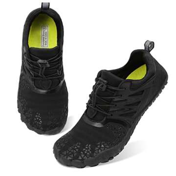 Unisex Mens Womens Athletic Hiking Water Shoes for Women Men Quick Dry Barefoot Aqua Shoes Swim Shoes Barefoot Shoes Rock Climbing Shoes Womens Mens Beach Shoes Women All Black 11.5 W/10.5 M