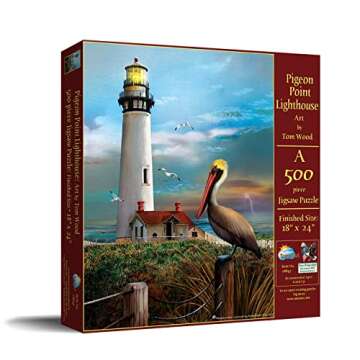 SUNSOUT INC - Pigeon Point Lighthouse - 500 pc Jigsaw Puzzle by Artist: Tom Wood - Finished Size 18" x 24" - MPN# 28847