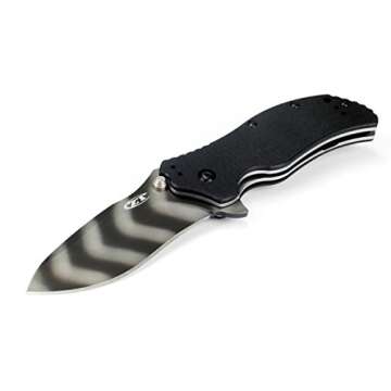 Zero Tolerance 0350TS; Folding Pocket Knife; 3.25 in. S30V Stainless Steel Blade with Tiger-Stripe Tungsten DLC Coating, G-10 Handle, SpeedSafe Assisted Opening and Quad-Mount Pocketclip; 6.2 OZ.