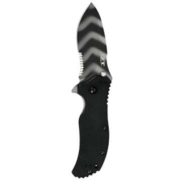 Zero Tolerance 0350TS; Folding Pocket Knife; 3.25 in. S30V Stainless Steel Blade with Tiger-Stripe Tungsten DLC Coating, G-10 Handle, SpeedSafe Assisted Opening and Quad-Mount Pocketclip; 6.2 OZ.