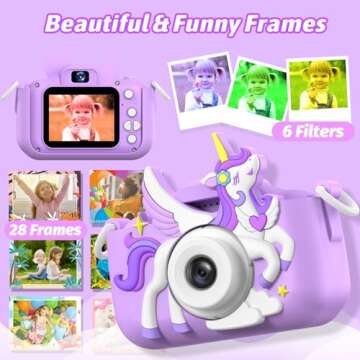 Teslahero Kids Camera Toys,Children Digital Video Camera Gift for Girls Boys 3-12 Age Kids,Chritmas Birthday Festival Present for 3 4 5 6 7 8 9 10 11 12 Year Old Toddler Child (Purple)