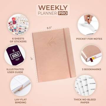 Clever Fox Planner PRO – Weekly & Monthly Life Planner to Increase Productivity, Time Management and Hit Your Goals, 8.5x11″ (Rose Gold)