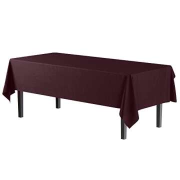 Exquisite 6-Pack Premium Plastic Tablecloth 54in. X 108in. Rectangle Plastic Table Cover - Brown