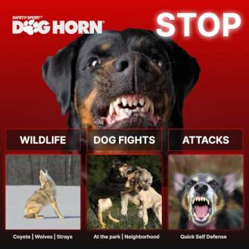 Dog Horn XL – Air Horn for Dogs. Stop Aggressive Dogs, Scare Coyotes, Bear, & Other Wild Animals! Effective Training Tool & Outdoor Safety Alarm for Hiking, Biking, Camping, Boating, & More!