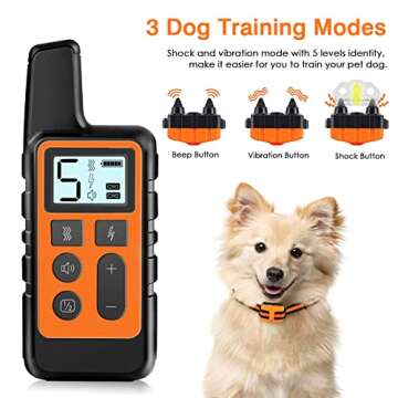 HKZOOI Dog Training Collar, Waterproof Shock Collars for Dog with Remote Range 1640 ft, 3 Training Modes, Beep, Vibration and Shock, Electric Dog Collar for Small Medium Large Dogs