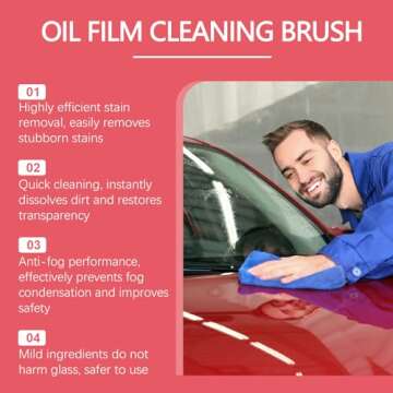 2 PCS Automotive Oil Film Cleaning Brush, Glass Cleaning Board,2024 New Glass Coating for Windshield, Prevents Rain and Fog Cleaning Glass Brush,Improves Clarity and Visibility