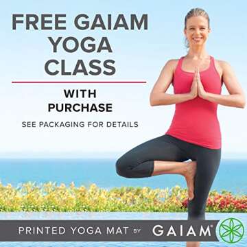 Gaiam Yoga Mat Premium Print Extra Thick Non Slip Exercise & Fitness Mat for All Types of Yoga, Pilates & Floor Workouts, Grey Peony, 6mm