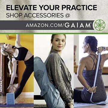 Gaiam Yoga Mat Premium Print Extra Thick Non Slip Exercise & Fitness Mat for All Types of Yoga, Pilates & Floor Workouts, Grey Peony, 6mm