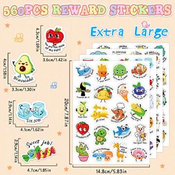 560 Pieces Punny Fun Reward Stickers for Kids Punny Labels Motivational Stickers Inspiration Positive Accents Teacher Supplies Stickers for Students Classroom Cute Incentive Stickers for School Chart