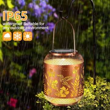 Solar Lanterns Outdoor Waterproof, Birthdays Gifts for Women Mom and Grandma, Metal Hanging Lanterns Hummingbird Decor Garden Decorative Solar LED Light for Yard, Patio, Lawn, Porch, Backyard