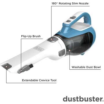 BLACK+DECKER dustbuster AdvancedClean Cordless Handheld Vacuum, Compact Home and Car Vacuum with Crevice Tool (CHV1410L)