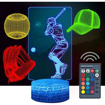 3D Baseball Night Light Set
