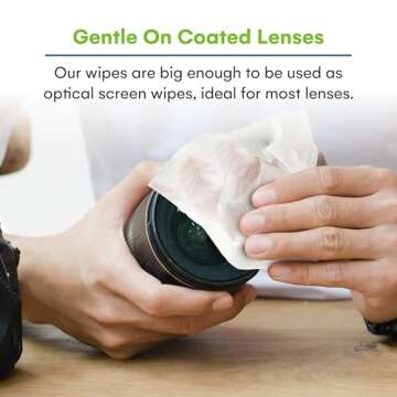 Care Touch Lens Wipes for Eyeglasses - 210 Individually Wrapped Pre-Moistened Wipes, 5x6 Inches - Cleaner for Glasses, Sunglasses, and Screens - Gentle and Portable for On-the-Go Cleaning of Devices