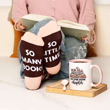 Tuitessine Book Lovers Gifts for Women Teacher Appreciation Gifts Box Inclueds Comfy Socks Mugs Book Mark Book Page Holder Candle Present for Readers