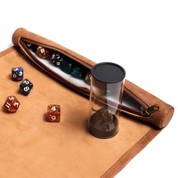 Die Hard Dice Dual Scroll of Rolling - Dice and Game Mat with Magnetic Clasps, 2 Storage Compartments & 3 Removable Containers - For Dice, Miniatures, & Accessories for DnD, other TTRPGs and Cosplay