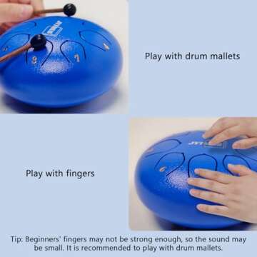 JYTMUS Steel Tongue Drum 8 Notes 6 Inches Steel Drum with Drum Bag, Music Book, Drum Mallets, Mallet Holder and Stickers Tongue Drum for Yoga, Meditation, Prenatal Music Education