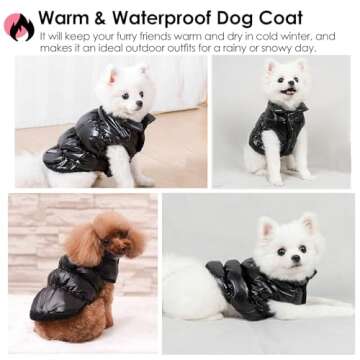 AOFITEE Dog Coat, Waterproof Dog Jacket, Winter Dog Coats for Small Dogs, Fleece Dog Snowsuit Warm Dog Puffer Jacket, Cozy Pet Winter Vest, Dog Cold Weather Coats for Small Medium Dogs, Black, XS