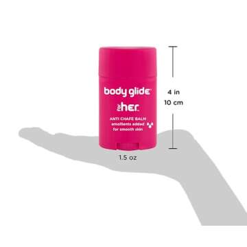 Body Glide For Her Anti Chafe Balm | Chafing stick with added emollients | Great for dry, sensitive skin and/or sensitive areas | Use on chest, bra, butt, groin, arm, and thigh chafing | 1.5oz