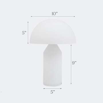 Brightech Venus Glass - Contemporary Table Lamp with Glass Shade and Body - Unique Mushroom Table Lamp - Dimmable LED Light Bulbs for Bedroom Reading, Great Décor for Living Rooms, Offices