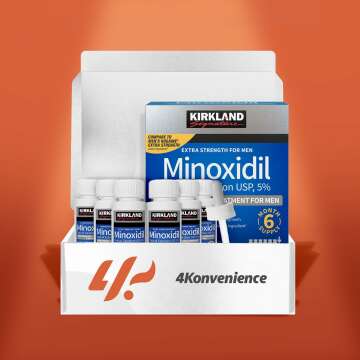 (6 Pack) Minoxidil Liquid Extra Strength Hair Regrowth Treatment for Men, 5% Topical Solution, 6 Months Supply - Dropper Applicator Included - Dermatologist Recommended by 4K Logistics