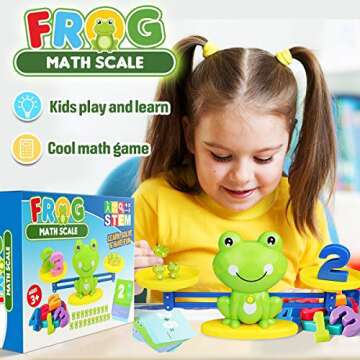 CozyBomB™ Homeschool Kindergarten Frog Scale Cards Balance Board Game - Preschool Math Learning Stem Montessori Toys Educational Gifts for Boy Girl Ages 3 4 5 6 Year Old Birthdays Christmas Holidays