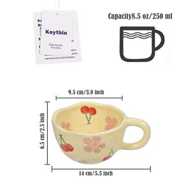 Koythin Ceramic Coffee Mug - Creative Flower Cup for Office, Safe & Stylish