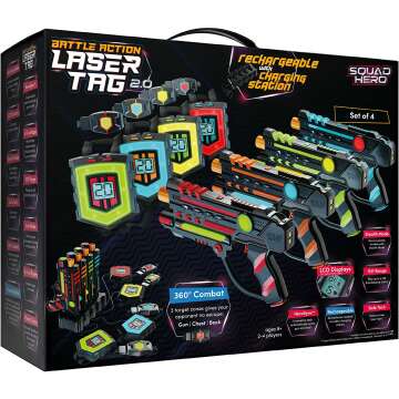 Amazon.com: Rechargeable Laser Tag 360° Sensors + LCDs, 4 Set - Gift Ideas for Kids, Teens and Adults Boys &amp; Girls Family Games - Cool Teenage Christmas Group Activity Fun - Teen Gifts for Ages 8+ Year Old Boy : Toys &amp; Games