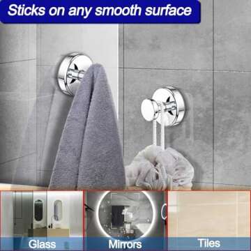 Bntuk Suction Cup Hooks for Bathroom - 2 Pack