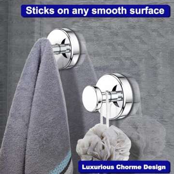 Bntuk Suction Cup Hooks for Bathroom - 2 Pack