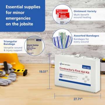 First Aid Only 9302-25M 25-Person Contractor's First Aid Kit for Home Renovation, Job Sites, and Construction Vehicles, 178 Pieces