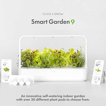 Click & Grow Indoor Herb Garden Kit with Grow Light | Easier Than Hydroponics Growing System | Smart Garden for Home Kitchen Windowsill | Vegetable & Herb Garden Starter Kit with 9 Plant pods, Beige