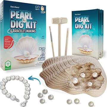 Dan&Darci Real Pearl Mining Kit & Bracelet Making Kit - Dig Up 15 Pearls and Create a Bracelet : Gemstone Dig Kit - Kids Geology Kits for Children of All Ages : Gem Dig Kit - Excavation Kits for Kids