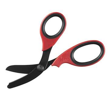 xShear® 7.5” Extreme Duty Trauma Shears - Black Titanium Coated Blades, The perfect scissors for the Paramedic, EMT, Nurse or any Emergency Healthcare Provider (Red/Black)