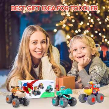 3-Pack Monster Truck & Animal Cars for Toddlers - Fun Gifts