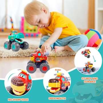 3-Pack Monster Truck & Animal Cars for Toddlers - Fun Gifts