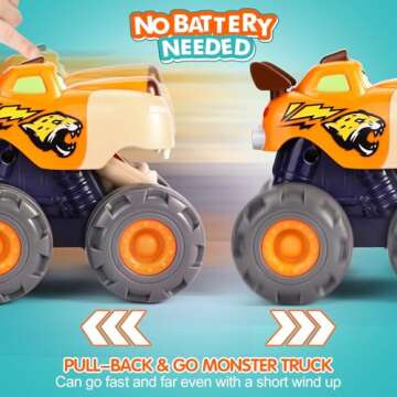 3-Pack Monster Truck & Animal Cars for Toddlers - Fun Gifts