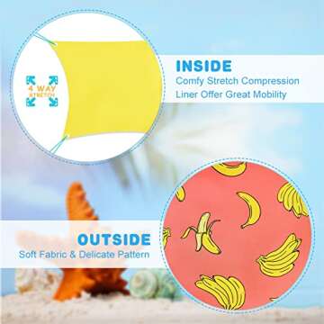 Cozople Boys Swim Trunks Size 10-12 Funny Banana Graphic Compression Liner Bathing Suit Swimwear Summer Quick Dry Boxer Brief Liner Beach Board Shorts for Casual Homewear Swimsuit