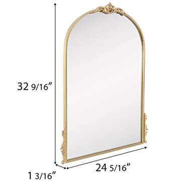 Hobby Lobby Gold Wall Arch Mirror – Arch & Flourish - MDF Back Arched Ornate Mirror for Vanity, Living Room or Event – Home Décor