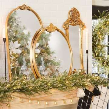 Hobby Lobby Gold Wall Arch Mirror – Arch & Flourish - MDF Back Arched Ornate Mirror for Vanity, Living Room or Event – Home Décor