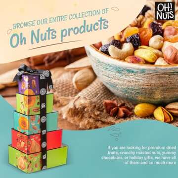 Dried Fruit and Nuts Gift Basket Tower with Black Ribbon Gift Basket, 5 Tier Gourmet Arrangement Platter, Healthy Kosher Snack Box for Birthday, Anniversary by Oh Nuts