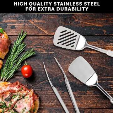 Home Hero 32 Pcs Stainless Steel Kitchen Utensils Set - Nonstick Stainless Steel Cooking Utensils Set - Heat Resistant Kitchen Essentials & Metal Kitchen Gadgets (32 Pcs)