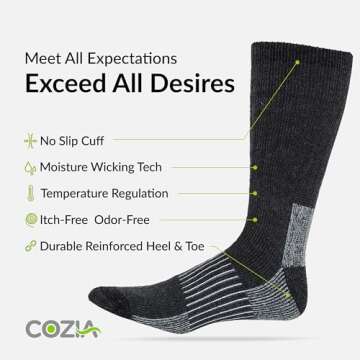 Winter Merino Wool Socks for Men & Women - Black