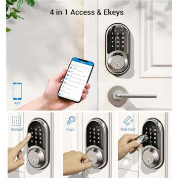 Veise Smart Lock, Keyless Entry Door Lock, Smart Locks for Front Door with App Control, Electronic Digital Lock with Touchscreen Keypad Set, Smart Deadbolt, Auto Lock, Easy Installation, Satin Nickel