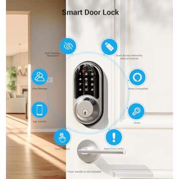 Veise Smart Lock, Keyless Entry Door Lock, Smart Locks for Front Door with App Control, Electronic Digital Lock with Touchscreen Keypad Set, Smart Deadbolt, Auto Lock, Easy Installation, Satin Nickel